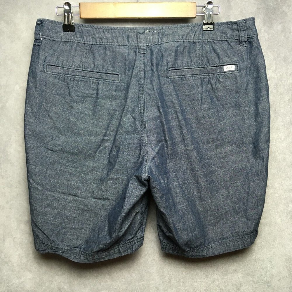 Abercrombie Fitch‎ Mens Shorts 32 Blue Flat Front 4 Pockets Cotton Casual A&F